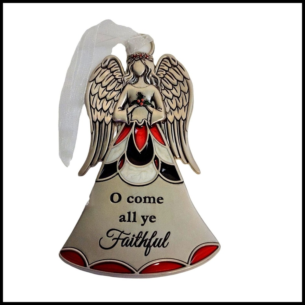 Angel Ornament O Come‎ All Ye Faithful Christmas Holiday Decor Hanging Figurine
